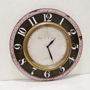 CREATIVE CO-OP Wall Clock 15 in Round Wood Bien Manger Cafe de la Tour Paris